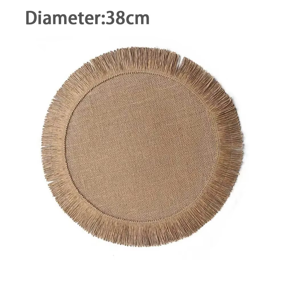 Tapis rond en jute avec franges