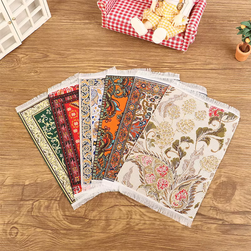 Tapis de sol en polymère pour chambre à coucher, couverture de sol carrée l'inventaire, décor de salon, accessoires de maison de beurre de jouet, modèle de maison de courses, 1:12