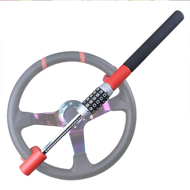 Serrure de volant de voiture universelle à 5 chiffres, serrure à double crochet sans clé, adaptée à tous les véhicules, camions, SUV, voiture rouge