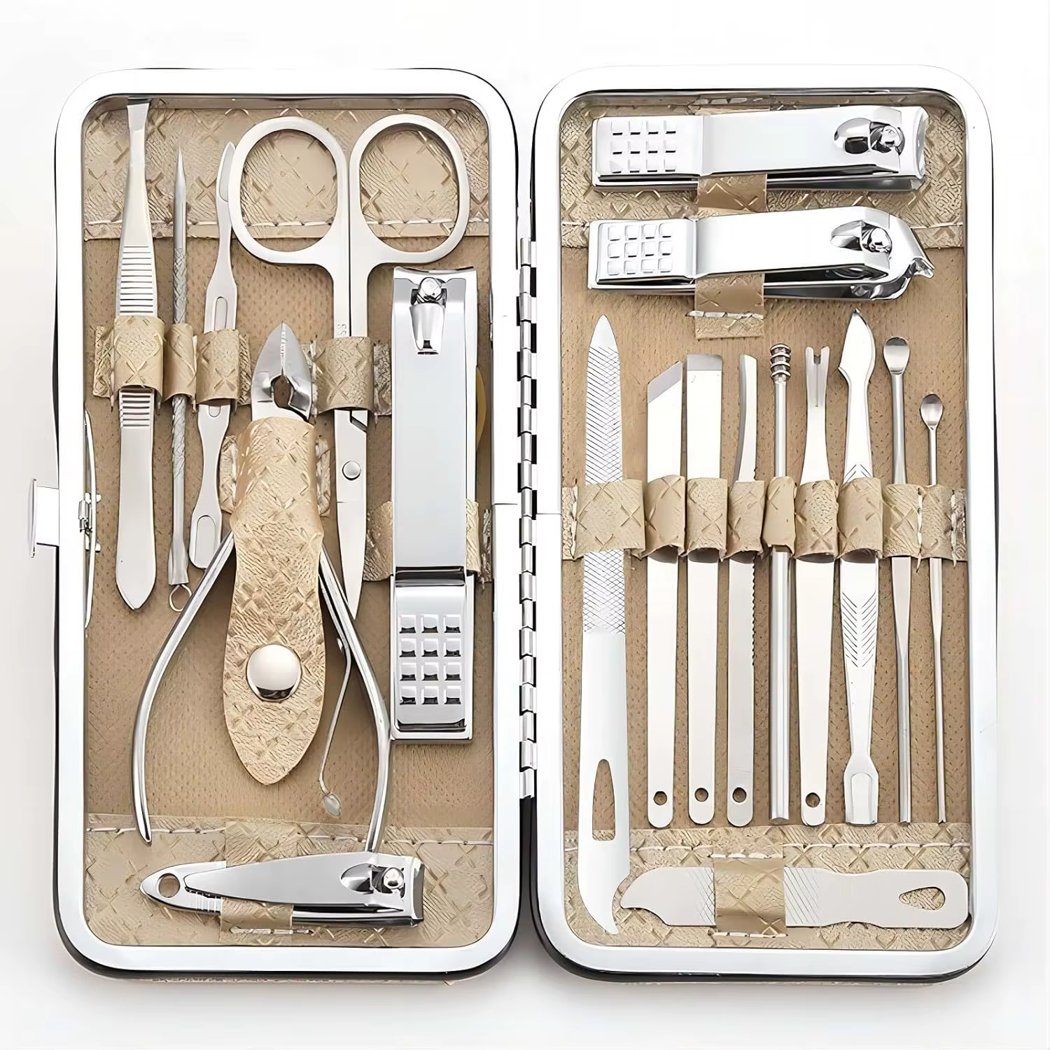Kit de manucure 19 en 1, coupe-ongles, kit de pédicure, kit d'outils de manucure, kit de soin du visage en acier inoxydable, cadeau pour femmes, hommes, filles