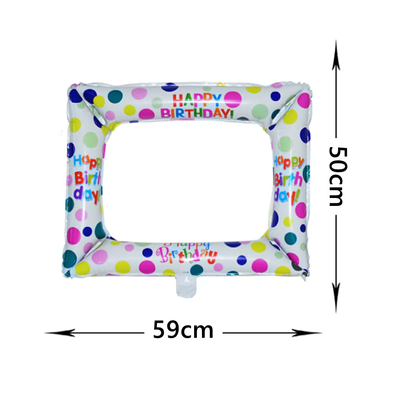 Cadre photo ballon en film d'aluminium, accessoires de fond photo pour fête d'anniversaire, ballons de décoration photo pour étudiants, fête de remise des diplômes