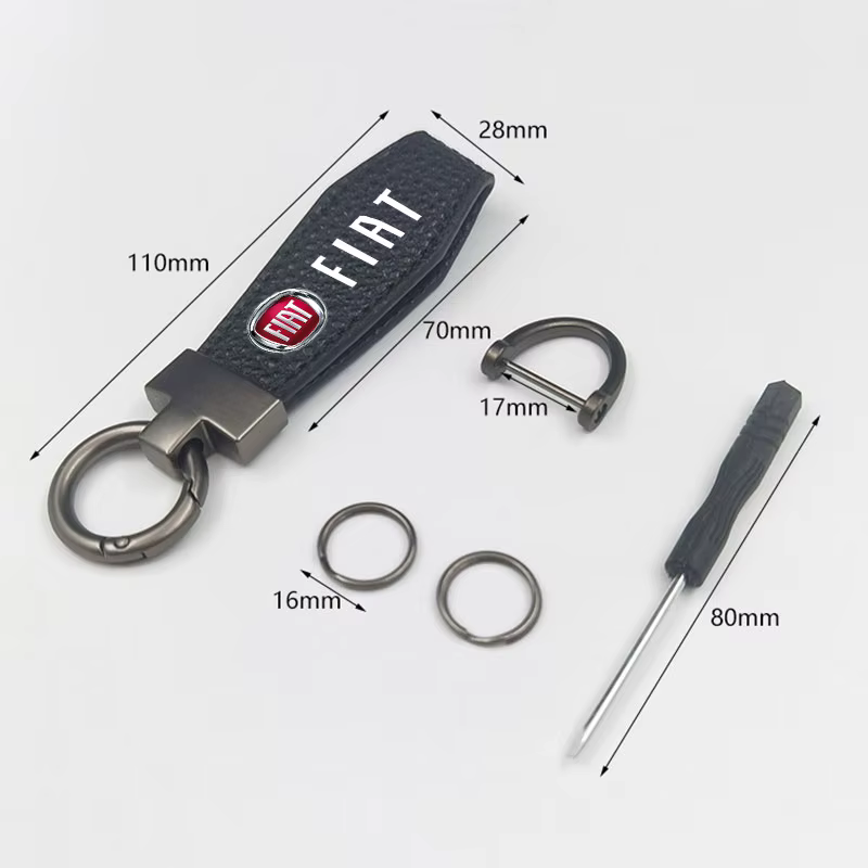 Porte-clés de voiture de luxe en cuir véritable, anneau cadeau pour Fiat Punto Abarth 500 Stilo Ducato Palio Bravo Doblo, accessoires de voiture