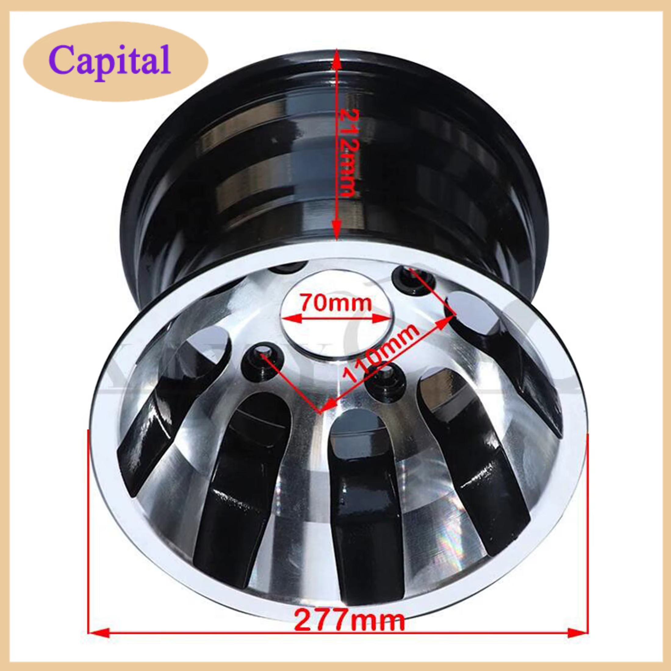 Nouveau moyeu de roue en aluminium de 10 pouces, adapté aux moyeux de roue de kart ATV à quatre roues 22X10-10 23x7-10, pneu de 10 pouces