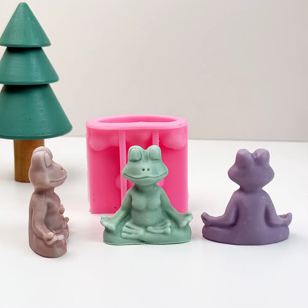Méditation grenouille bougie Silicone moules bricolage à la main arôme Yoga ornement gypse plâtre moule artisanat Art
