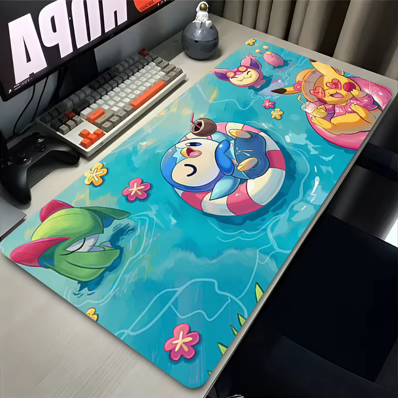 Grand tapis de souris P-Pokémon, accessoires de jeu PC, tapis de souris en caoutchouc, tapis de bureau, bord verrouillable, tapis de souris P-Pikachu