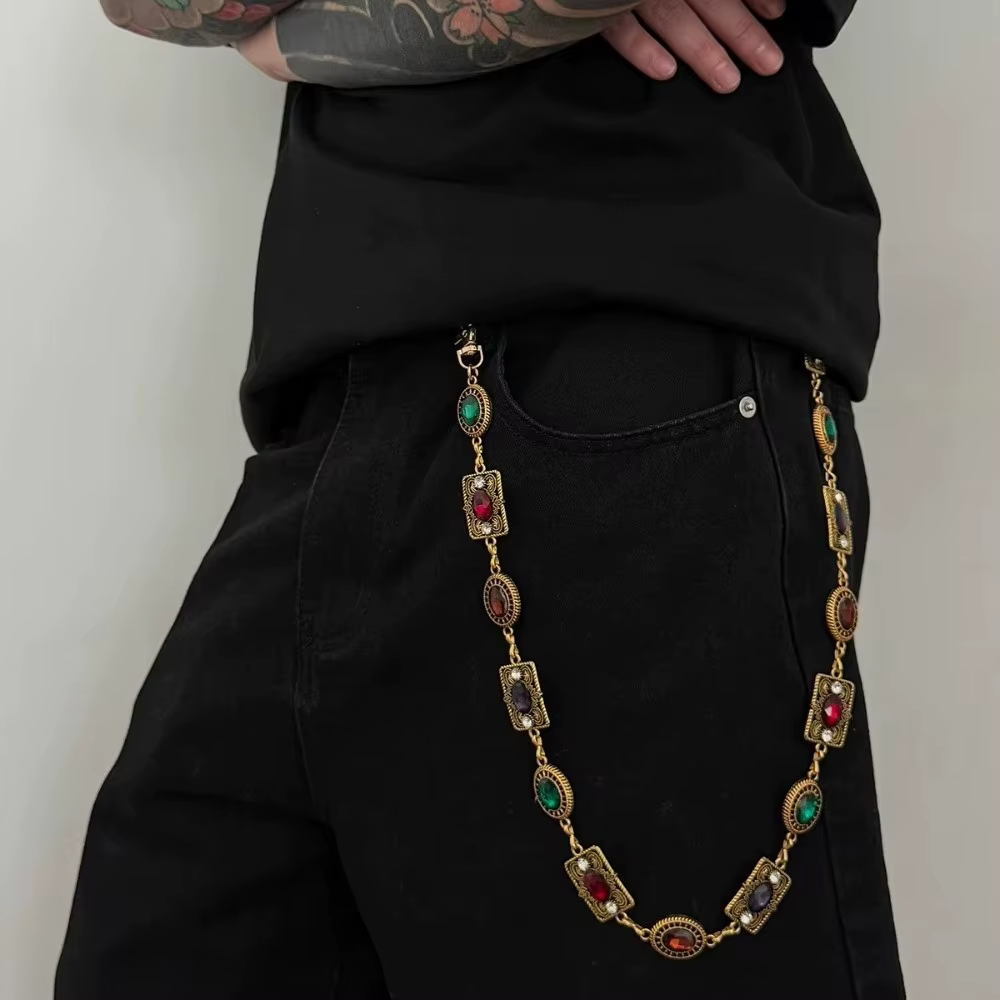 Chaîne de taille dorée et argentée, accessoire de ceinture de robe en métal avec strass ovales sculptés, pour toutes occasions