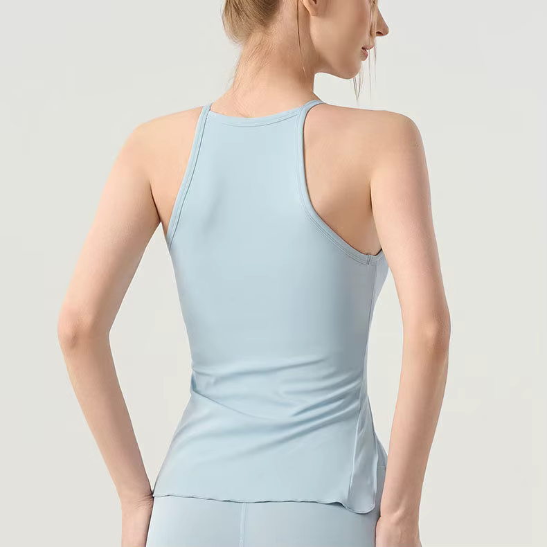 Débardeur de yoga sans manches pour femme avec fentes et coussinets de poitrine