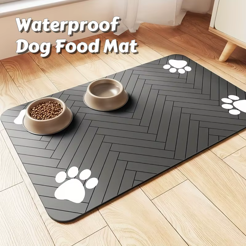 Tapis de nourriture imperméable pour chien – Plateau d'alimentation antidérapant robuste avec tailles S/M pour les mangeoires en désordre, tapis de salle à manger absorbant durable