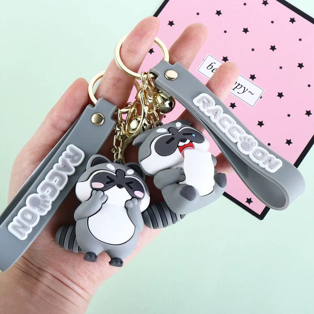 Accessoire suspendu pour Couple, étui pour écouteurs mignon en alliage d'animaux, pendentif coréen pour enfants, porte-clés raton laveur, dessin animé, décor de sac à dos