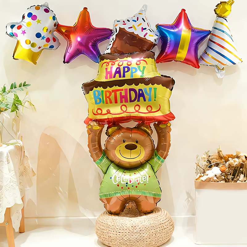 1 ballon ours d'anniversaire, ballon de fête, ballon d'anniversaire, décoration de fête, adapté aux fêtes d'anniversaire, aux anniversaires, aux carnavals et aux rassemblements festifs