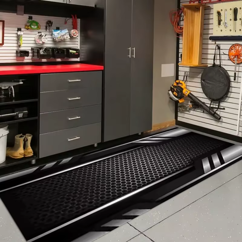 Tapis de sol pour garage de moto VIKAMA, style cyber, antidérapant, résistant à l'usure, tapis de présentation pour atelier, tapis décoratif pour couloir