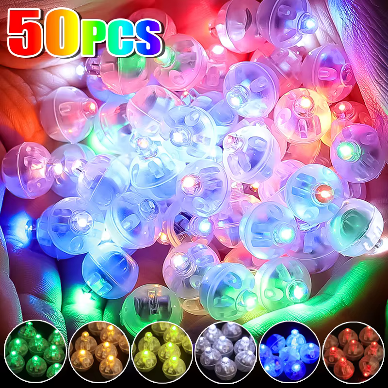 50pcs coloré brillant petite boule lampe LED Flash rond ballon lampe Mini gobelet boule lumière pour noël fête de mariage décor