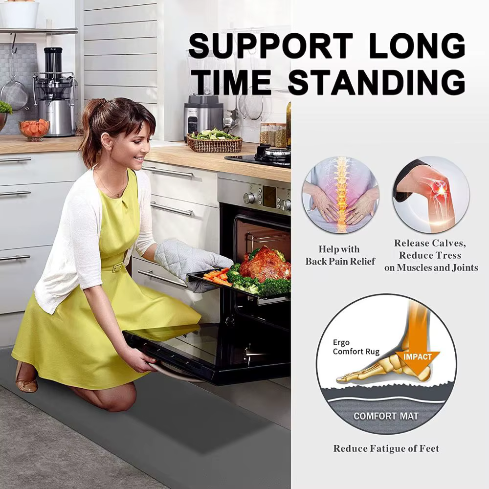 Nouveau Tapis sur pied Anti-Fatigue, tapis de cuisine avec imperméabilisation en PVC, tapis de cuisine antidérapant