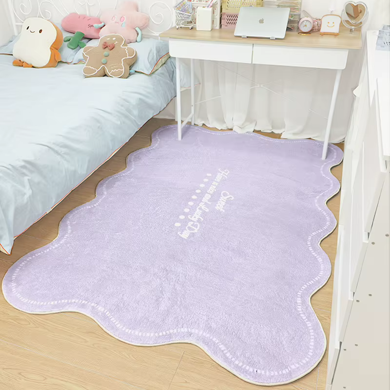 Tapis en Peluche Irrégulier pour Décoration de Salon, Minimalisme Moderne, Solide, Moelleux, Doux, pour Chambre à Coucher, Maison, Polymères Lavables
