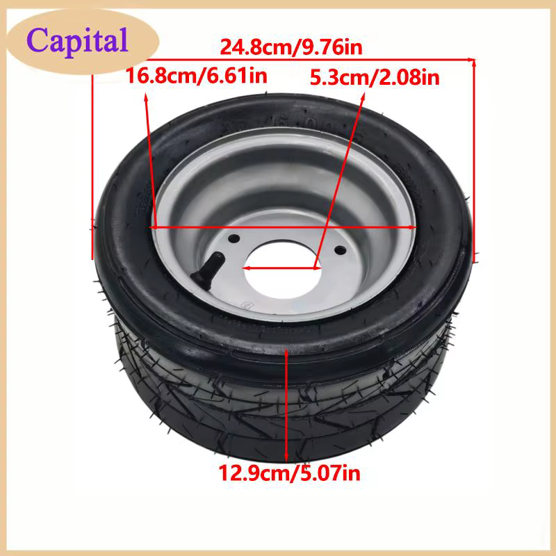 Roue durable 10x6.00-6, pneu gonflable avec jante pour remplacement de roue de scooter