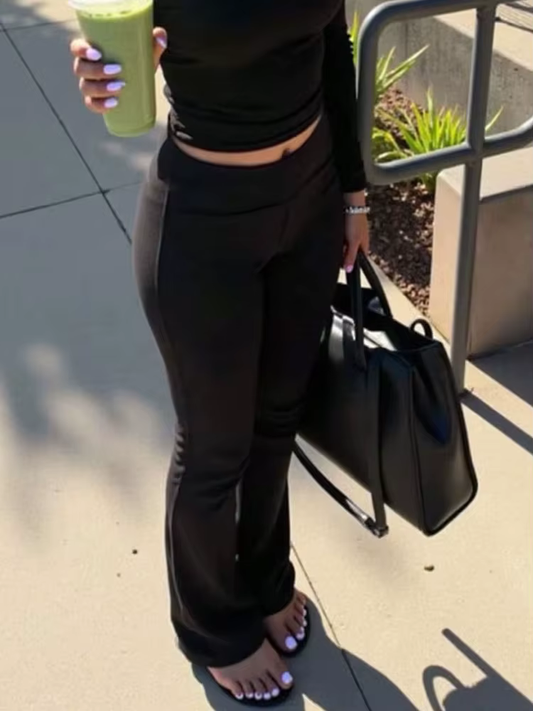 Pantalon de yoga évasé taille haute extensible pour le sport