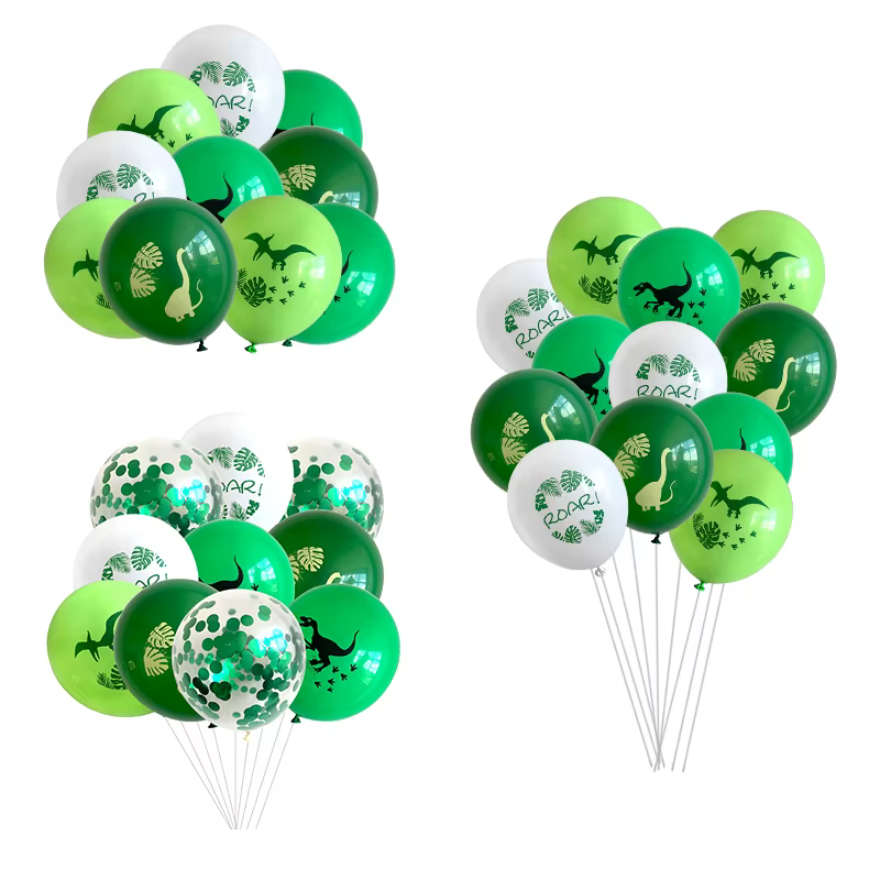 Ballons College de dinosaures pour enfants, ballons en latex, vert et blanc, décor de fête d'anniversaire, fournitures de douche de bébé, 12 po