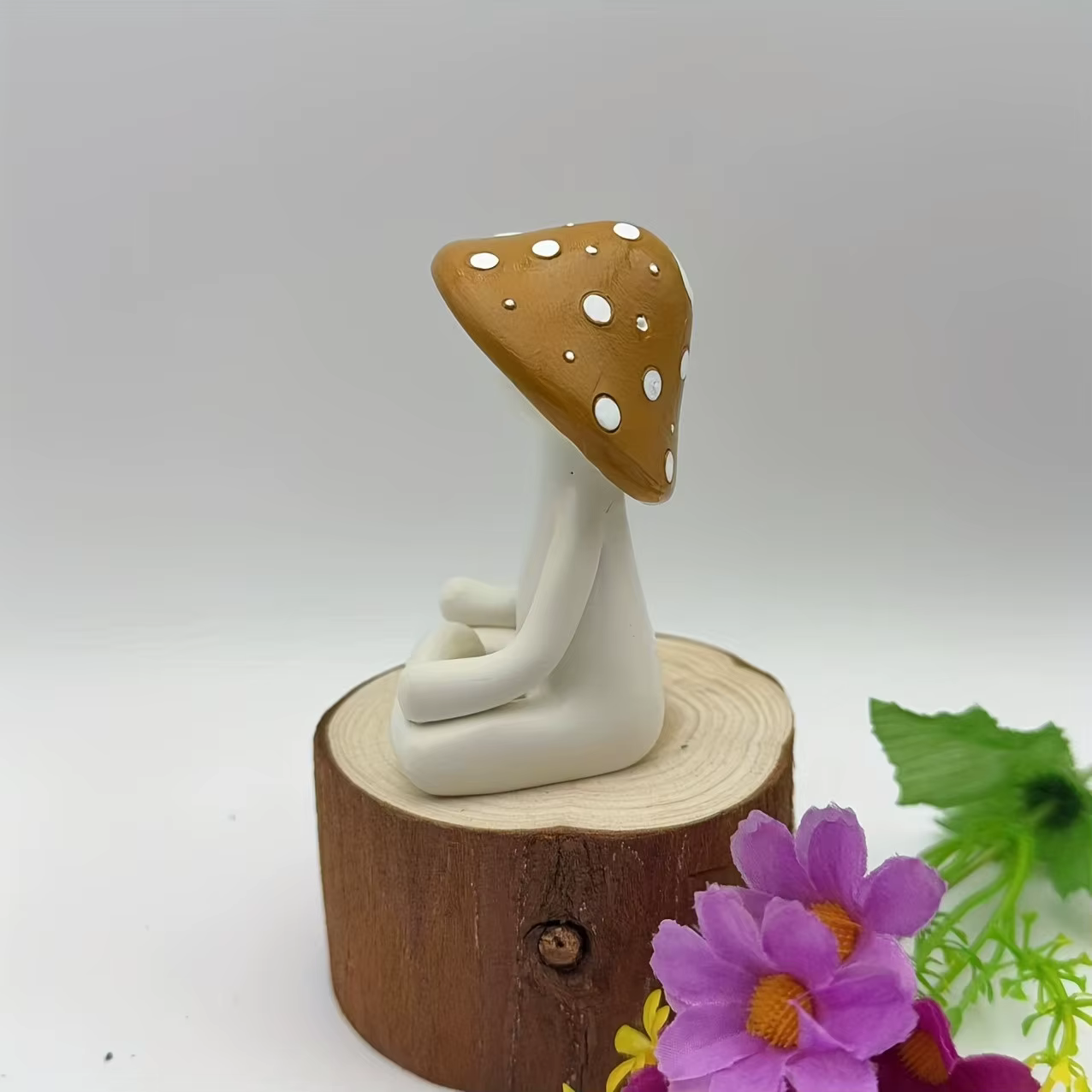Figurines de yoga en résine en forme de champignons – Ensemble de statues de méditation mignonnes pour la décoration de