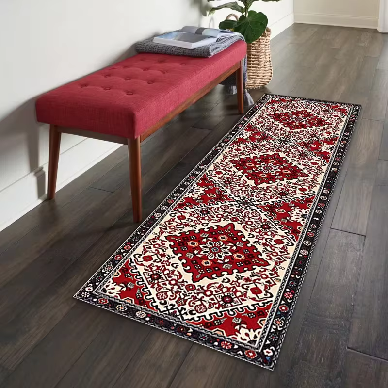 Tapis de couloir floral persan traditionnel, tapis vintage antidérapant, style oriental, cuisine, couloir, décoration rustique pour la maison