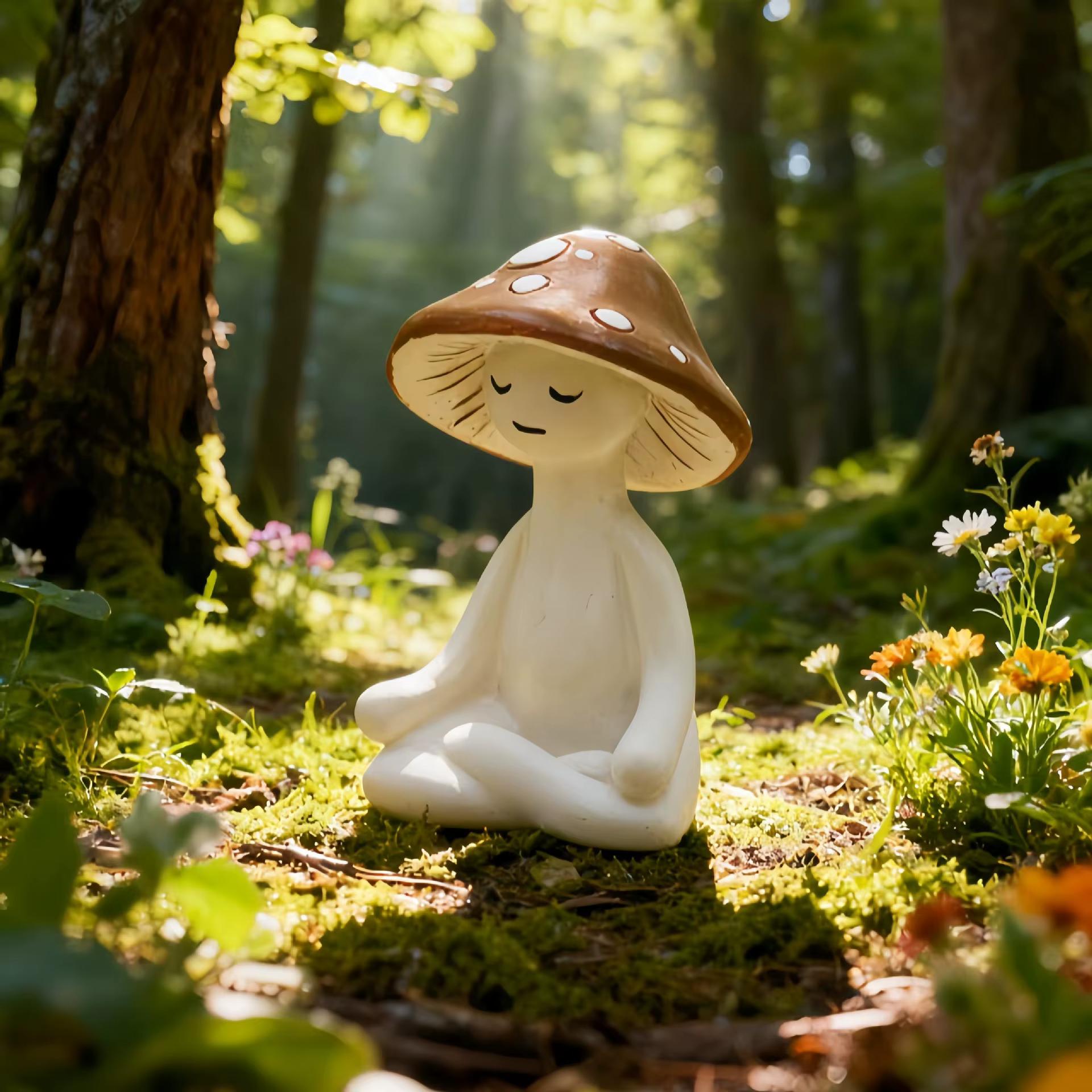 Ornement en résine en forme de champignon pour la méditation