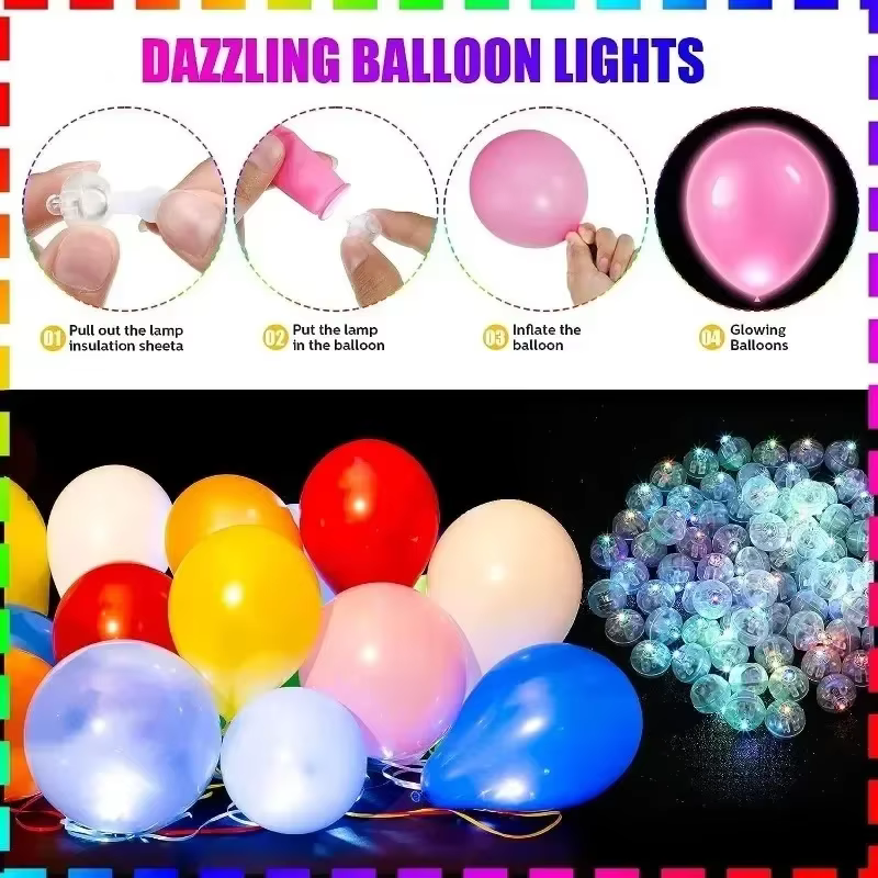 100/10 pièces lumineux gobelet boule lampe Mini LED ballon lumière coloré clignotant lanterne noël mariage anniversaire fête décor