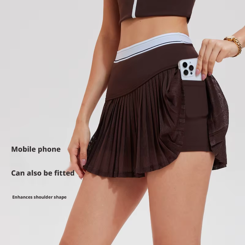 Jupe de tennis pour femme, sensation seconde peau, avec poche, légère, respirante, pour entraînement, course, fitness, golf, athlétisme, mini-jupe