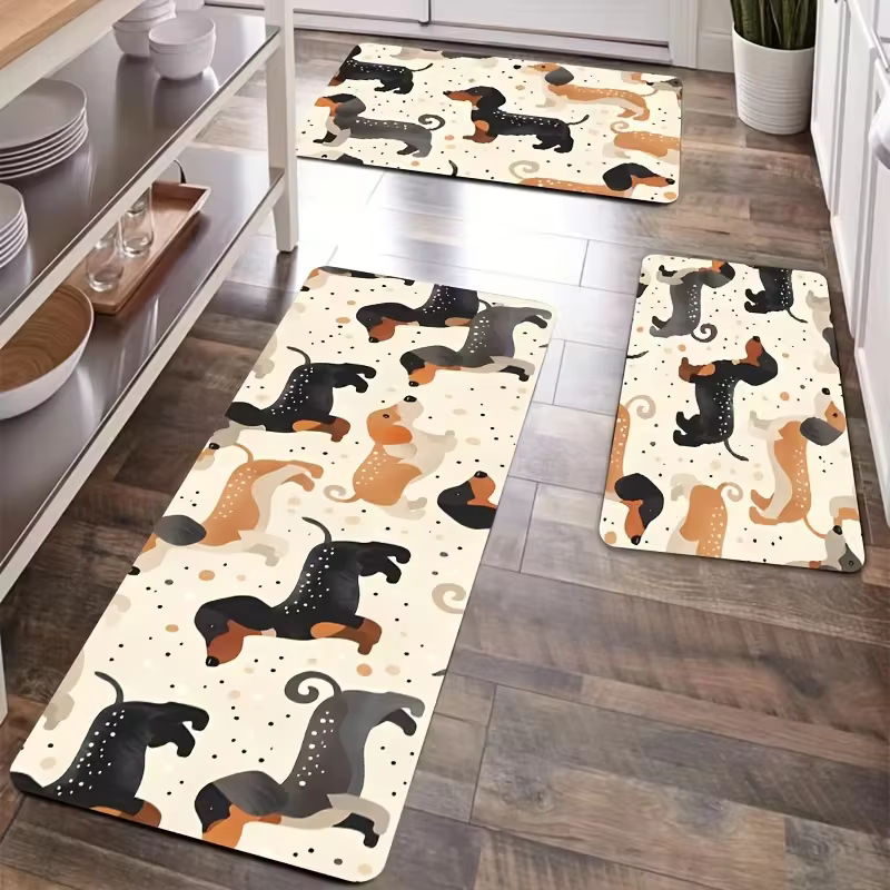 Tapis de porte mignon motif chien teckel de dessin animé, tapis de couloir, tapis de salon, tapis de cuisine, tapis de chambre, paillasson d'intérieur, décoration d'entrée