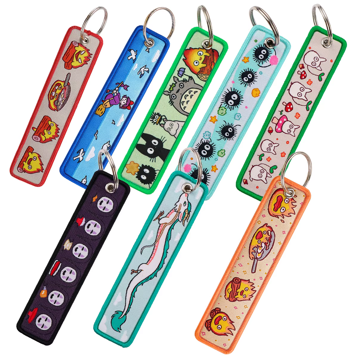 Porte-clés brodés Manga, breloques et étiquettes mignonnes de dessins animés pour sacs et voitures, cadeaux de collection pour les fans d'anime, accessoires