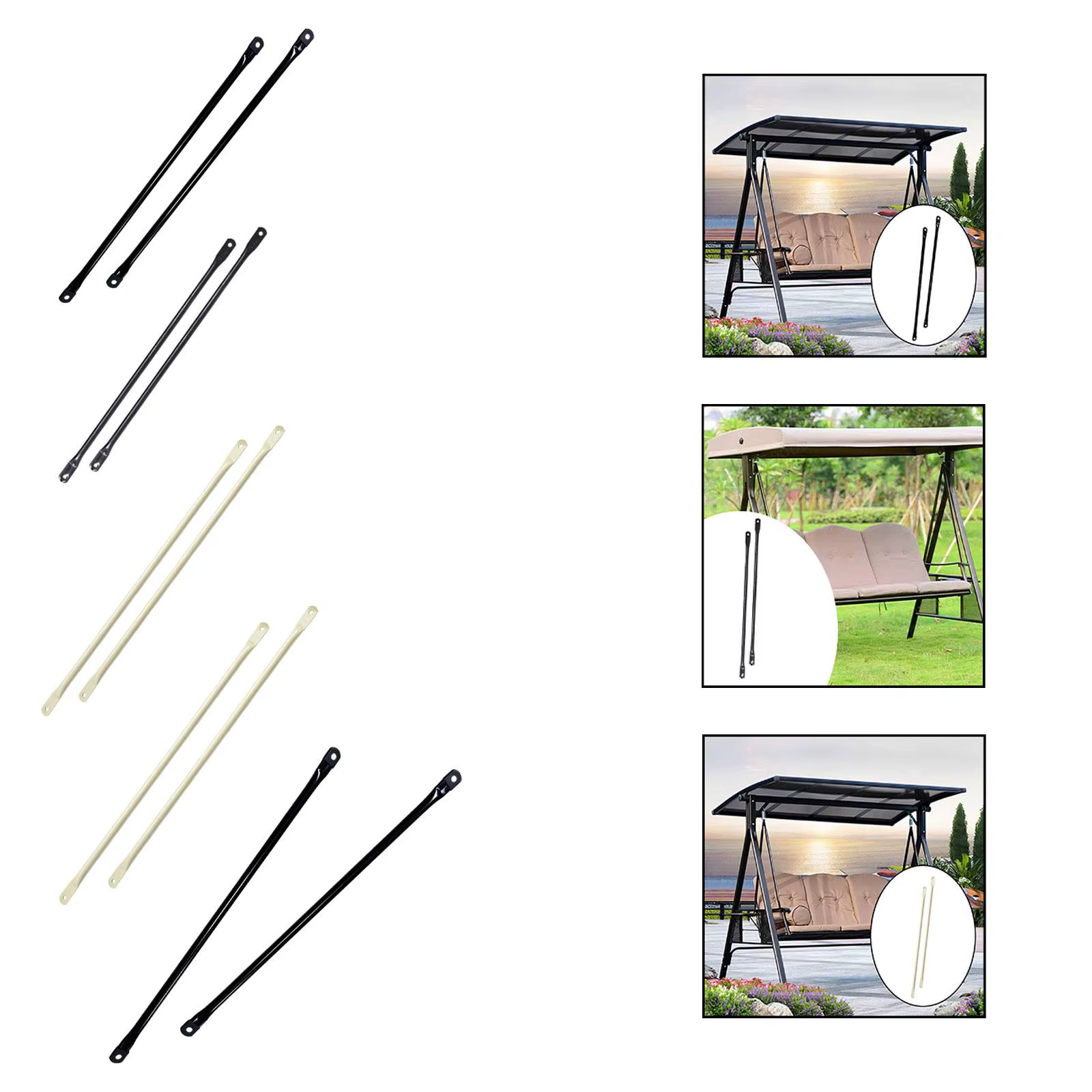 2 pièces balançoire tiges de remplacement accessoire