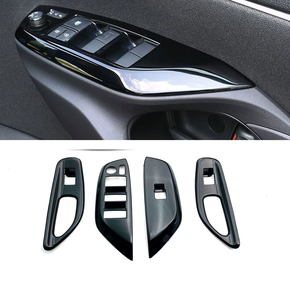 Cadre de volant noir ABS, accessoires de voiture, décoration de commutateur de fenêtre, garniture de couverture pour Toyota Yaris Cross 2020 2021 2022