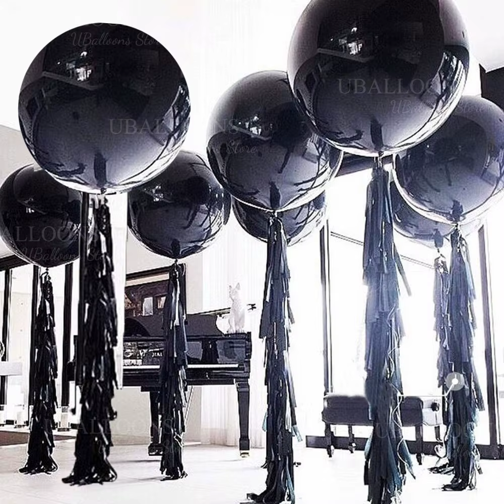 Grands ballons en aluminium noir 4D 10 22 32 50 70 pouces, ballons ronds noirs 4D pour anniversaire, mariage, décor de fête du nouvel an