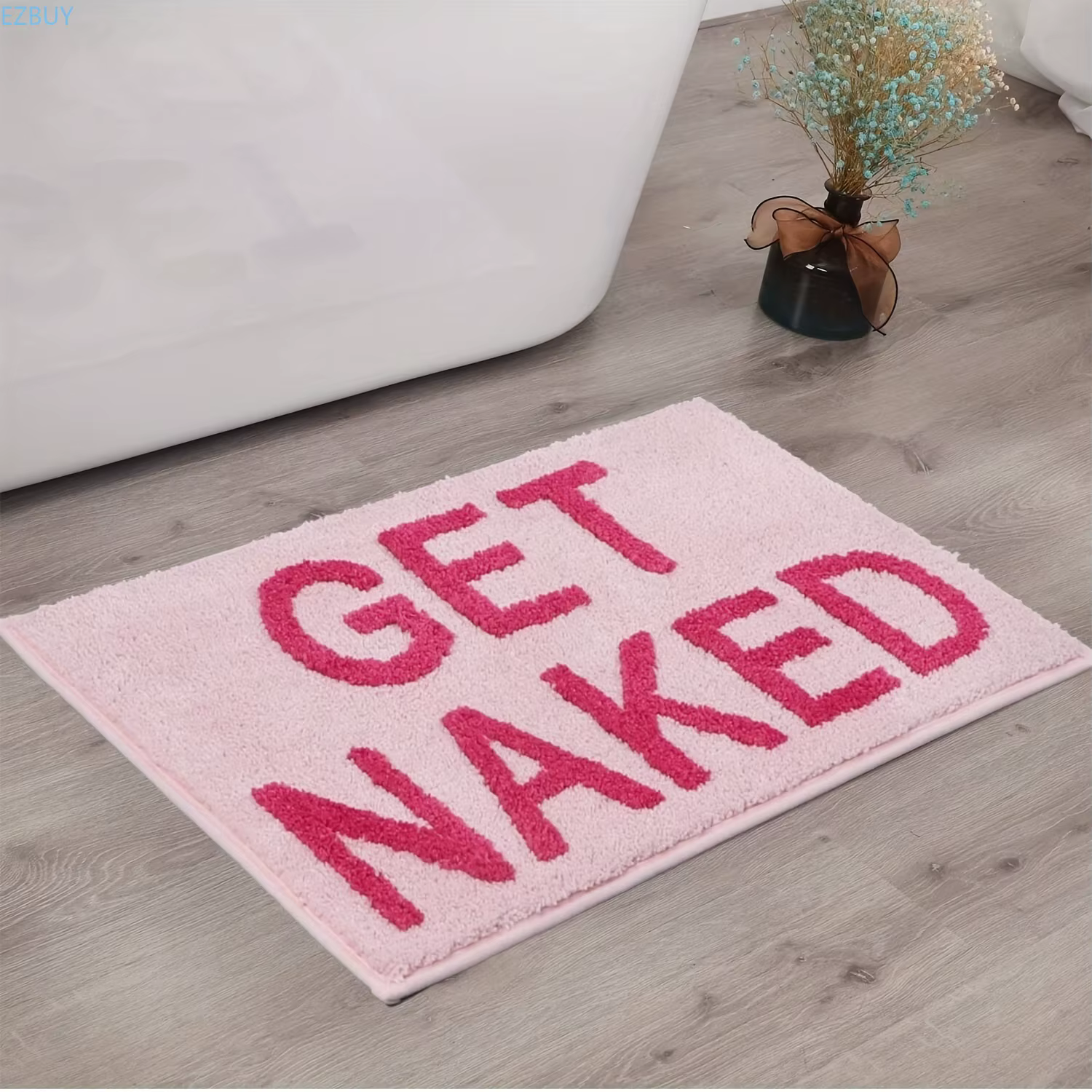 Tapis de bain doux et touffeté « Get Naked », tapis de salle de bain mignon, tapis de baignoire, paillasson d'entrée, tapis de salon, décoration d'appartement et de maison