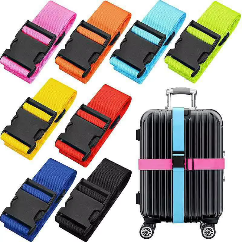 Sangles de bagage droites pour valise, ceinture de bagage en polyester avec boucle de déverrouillage réglable, accessoire de voyage