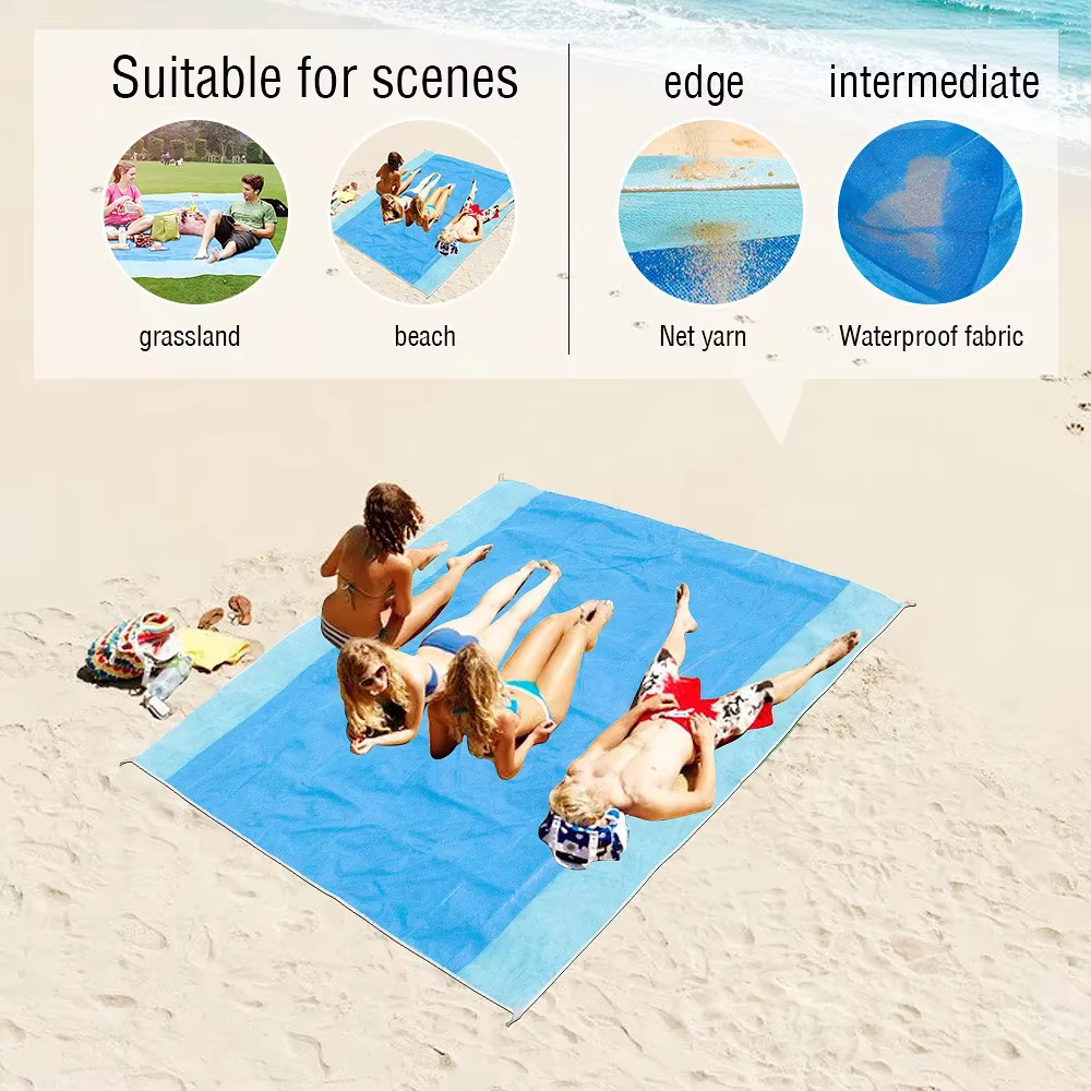 Tapis de plage anti-sable magique 1,5M/2,0M, serviette de plage portable, grande serviette de voyage d'été