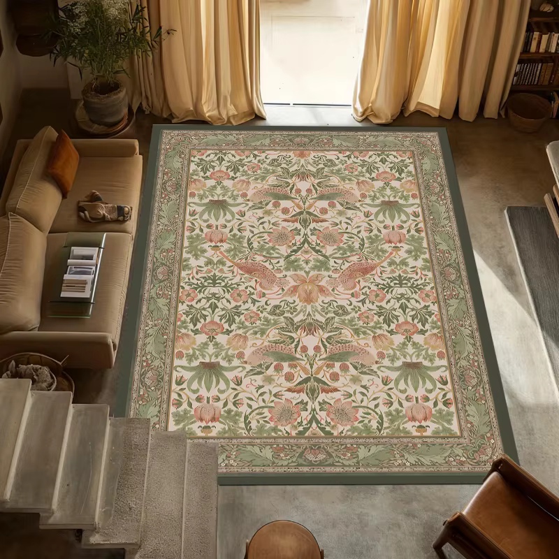 Tapis d'intérieur à motif botanique vintage