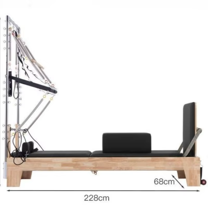 Reformer Pilates en Bois Personnalisé 3-en-1 : Lit de Renforcement Multifonctionnel pour Gym et Studio de Yoga