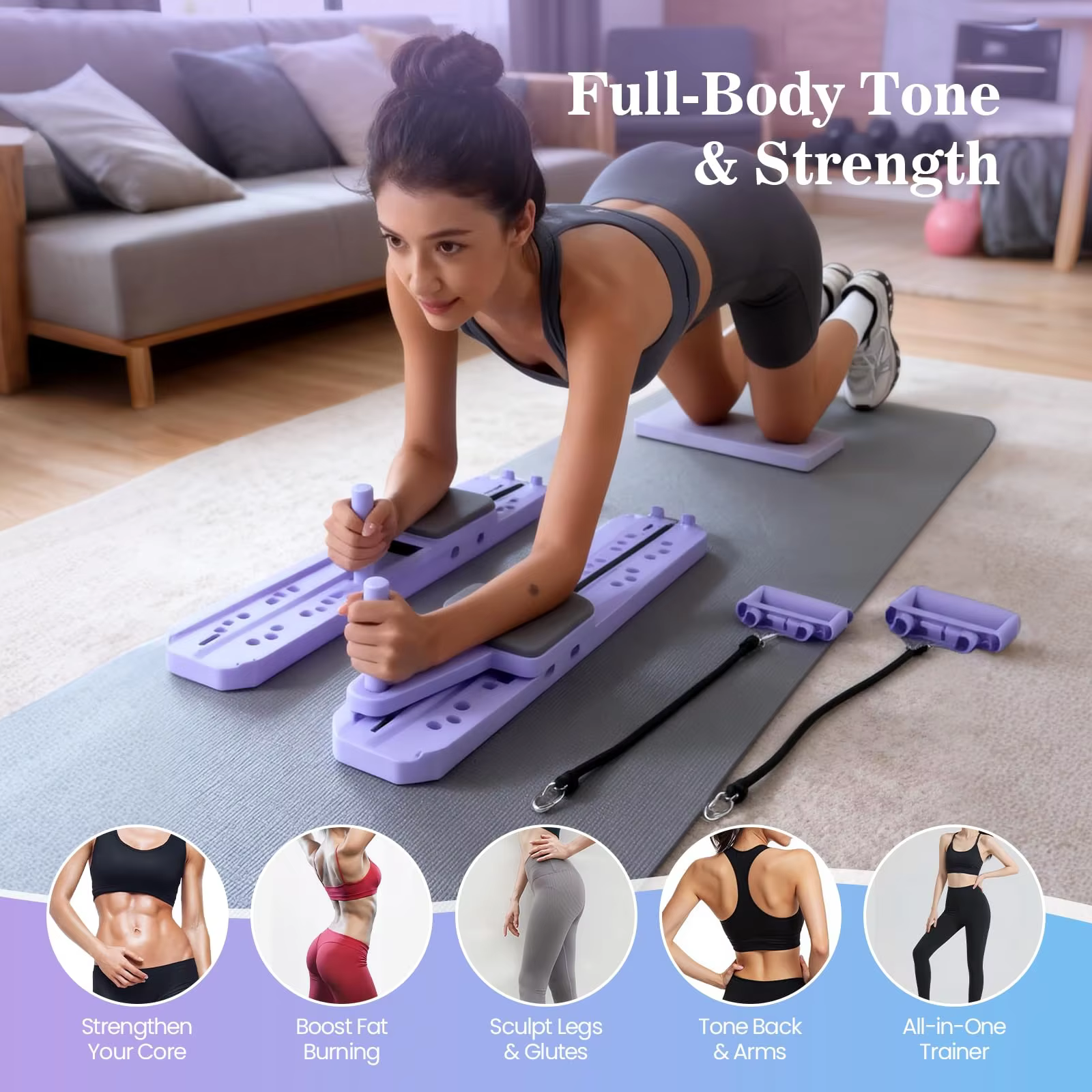 Ensemble de Reformer Pilates Portable - Planche de Pilates Multifonctionnelle
