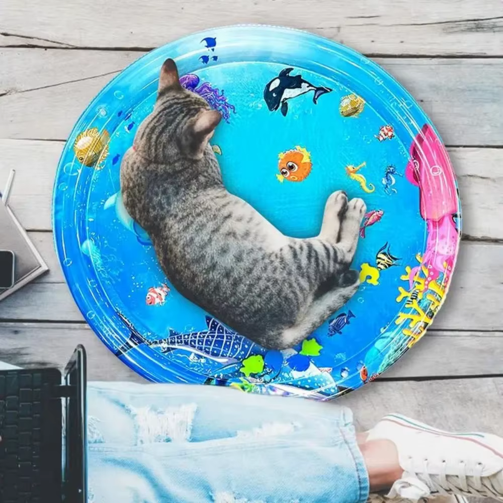 Jouet en PVC pour chat, jouets pour chat, conception de poisson flottant, utilisé avec l'eau du robinet, sens coule de l'eau, soulagement de l'ennui des chats