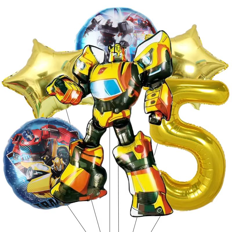 Ballons en film à thème de transformation, décorations de fête d'anniversaire, ballons numériques en film d'aluminium, cadeau pour garçon, baby shower