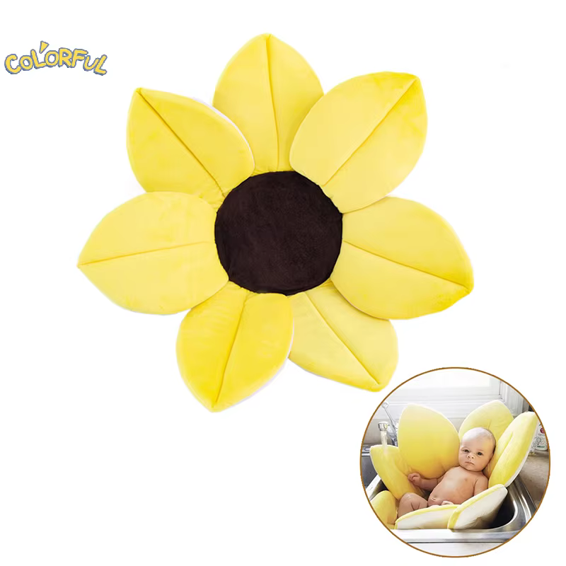 Coussin de douche pliable à quatre pétales de fleurs pour bébé, baignoire à fleurs en fleurs pour nouveau-né, coussin de siège de sécurité pour bébé, polymères de bain en fleurs, 70cm