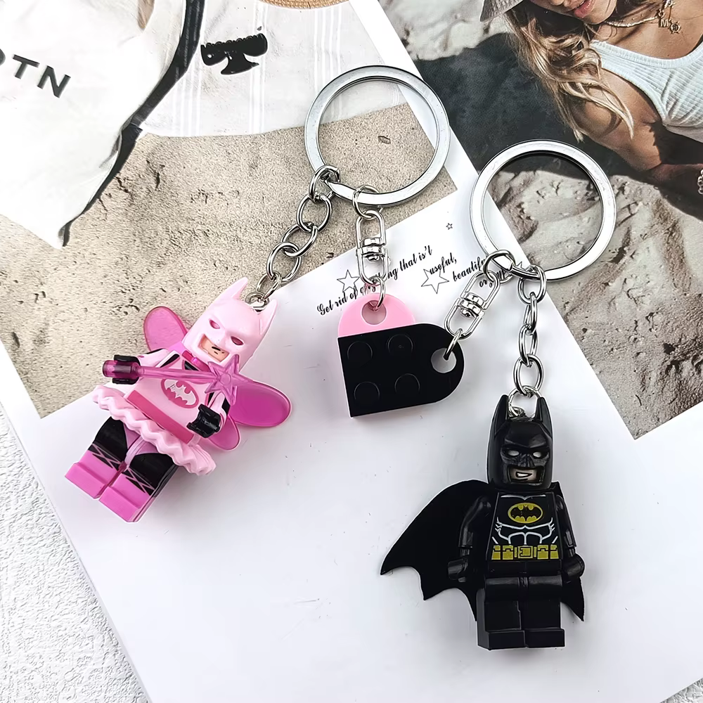 Porte-clés de Couple chauve-souris 3D fait à la main, 2 pièces, pendentif de figurine féerique, porte-clés de téléphone, accessoire de sac à dos, cadeaux pour lui, bijoux Y2K