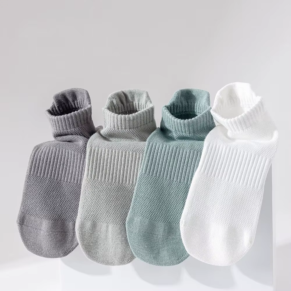 Chaussettes de Yoga hommes coton mince Silicone poignée antidérapante Pilates chaussette à cheville basse