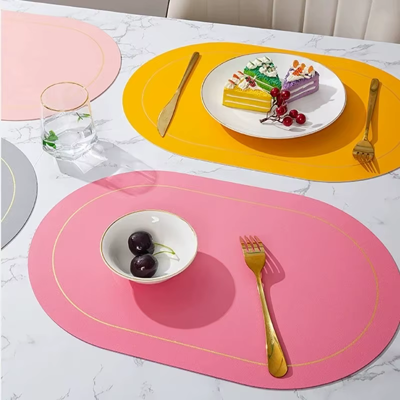 Napperons de table en cuir, napperons résistants à la chaleur, tapis de table lavables pour table à manger, décoration de café