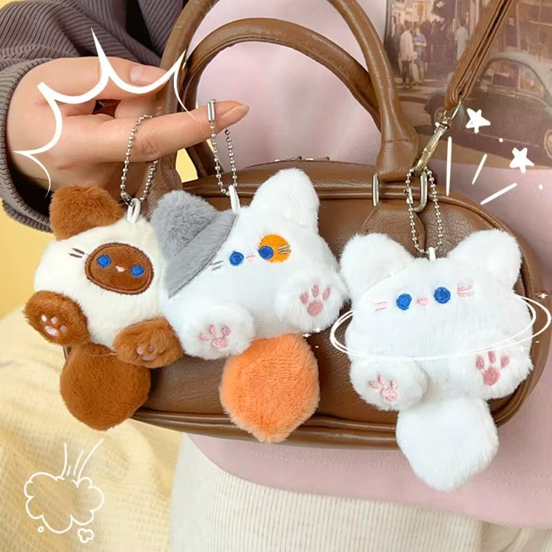 Porte-clés chiot avec nœud papillon, 3 pièces, breloque pour sac à dos en Polyester doux, accessoire fantaisiste pour sacs, pendentif, cadeau de vacances