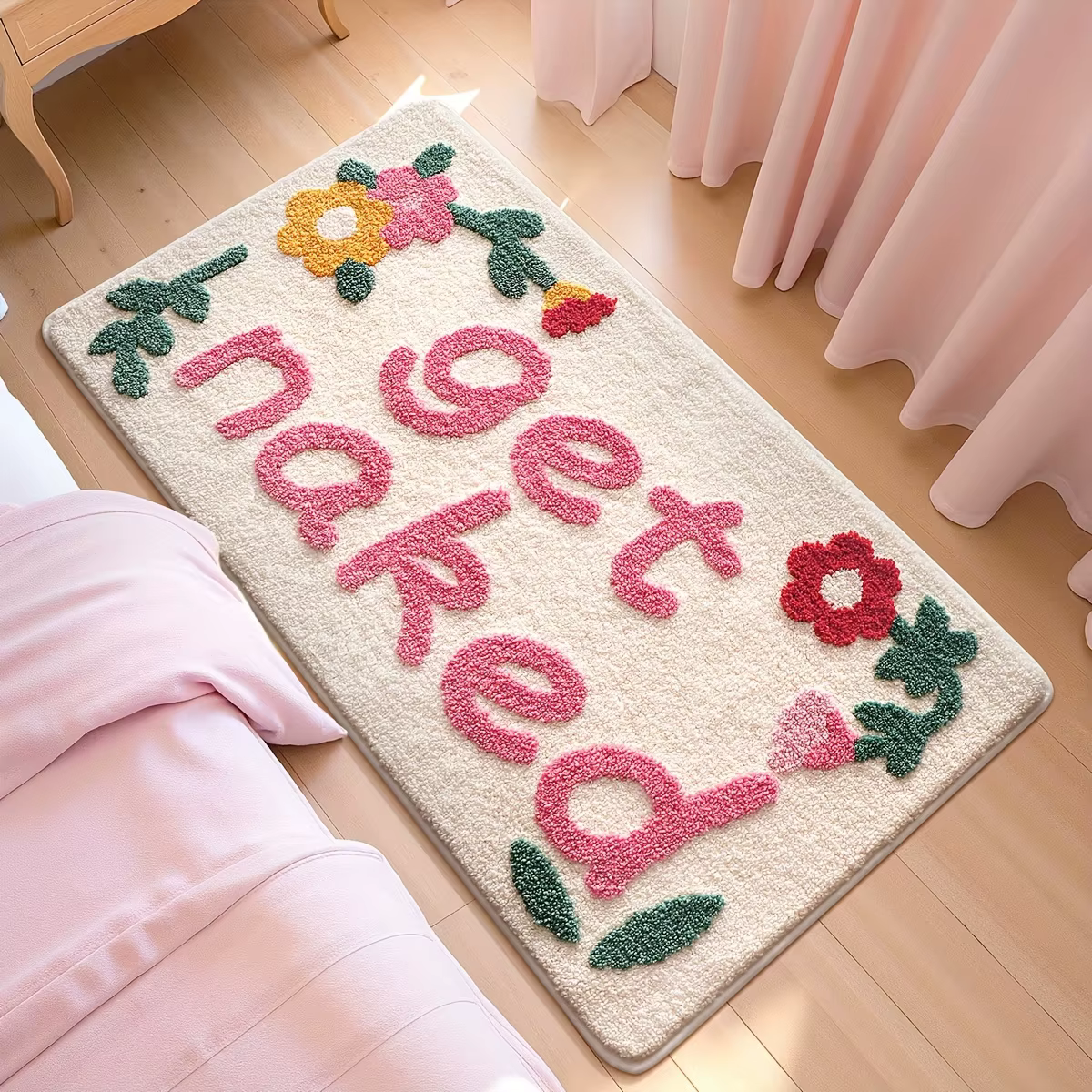 Tapis de salle de bain avec inscription « GETNAKED » |   Tapis absorbant |   Tapis de salle de bain pour la maison |   Tapis de salle de bain |   Tapis de toilette |   Décoration intérieure