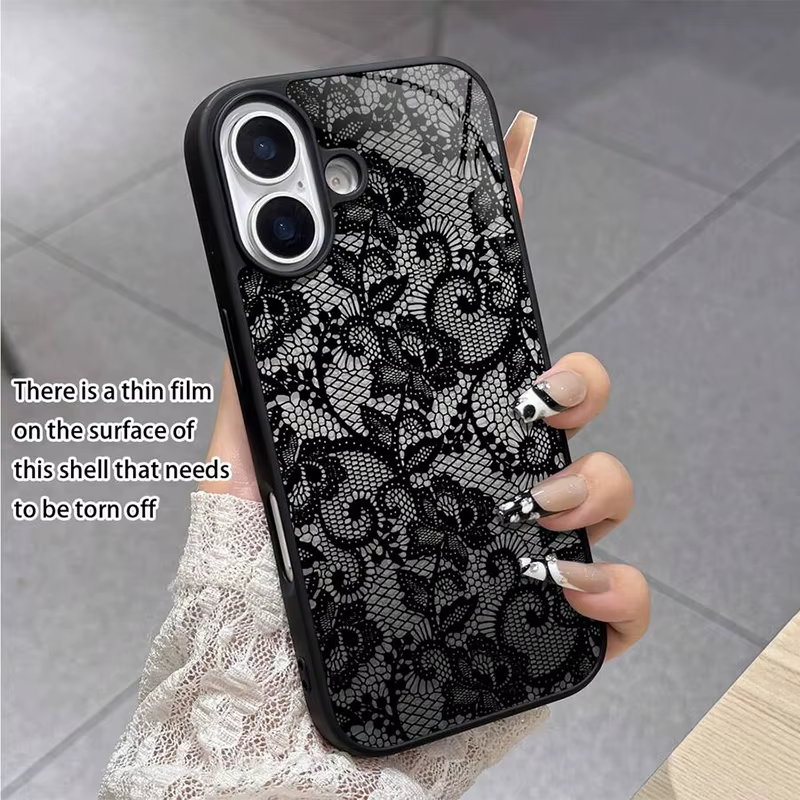 Coque en silicone à motif dentelle exquis pour iPhone 17 16 15 14 13 12 11 Pro Max, étui souple pour iPhone Air 16E 16 Plus XS X XR