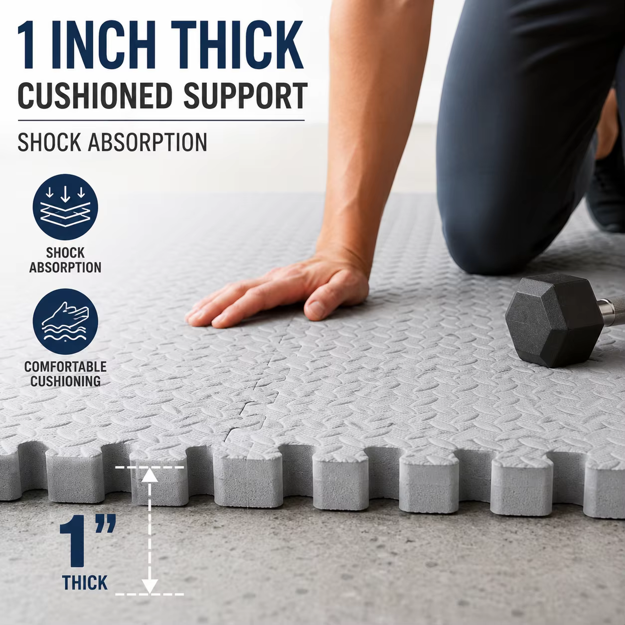 Tapis de gym en mousse EVA épaisse de 1 pouce