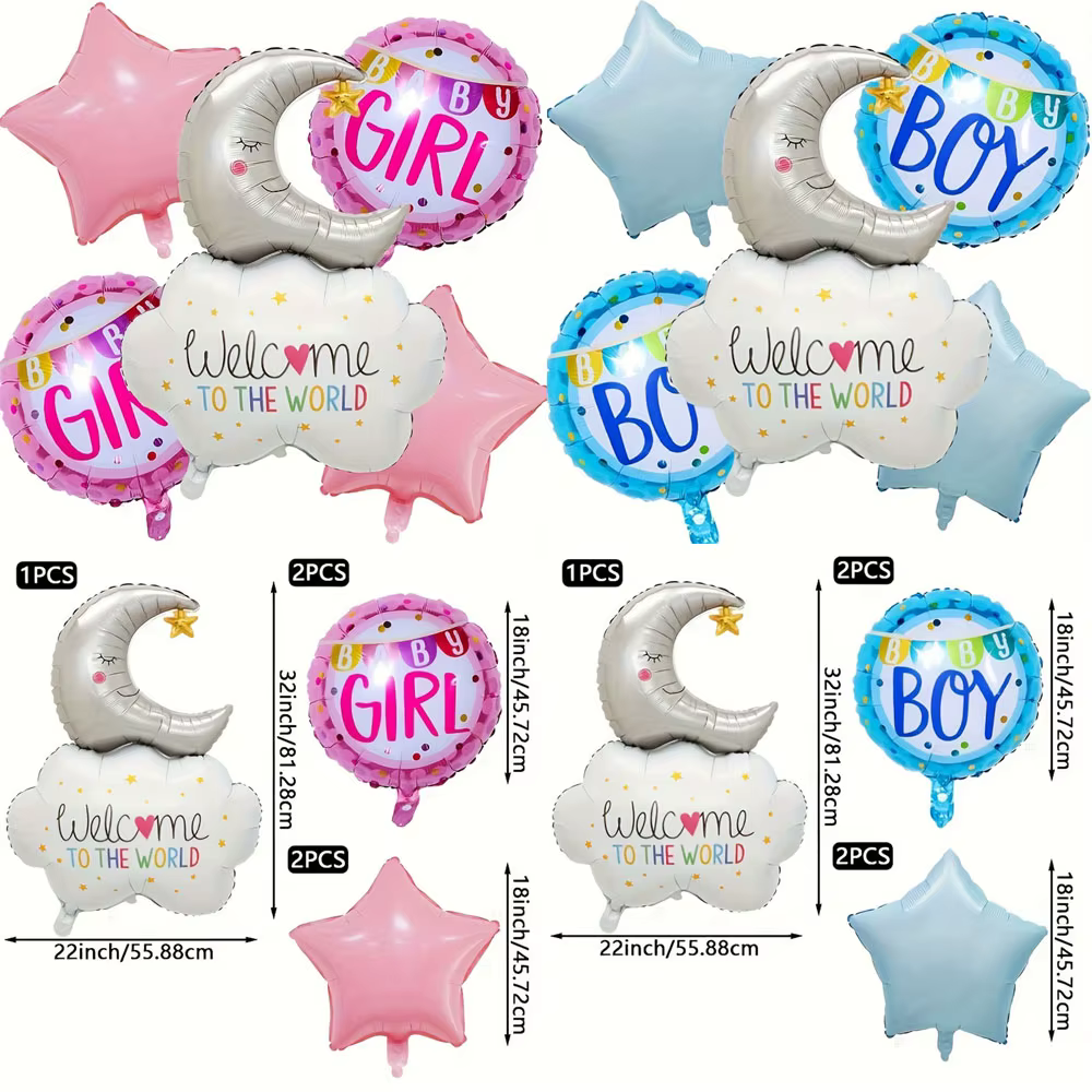 Ballons de décoration pour fête prénatale, nuage, lune, bleu, rose, bébé garçon et fille, révélation du sexe, décoration bienvenue dans le monde