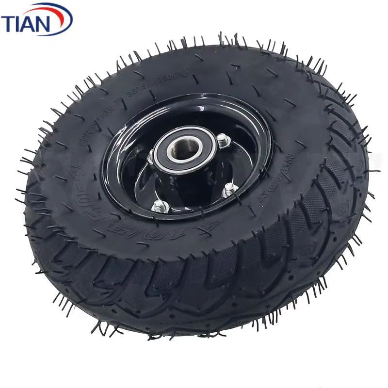 Roue gonflable de 10 pouces 350-4 pour chariot, roue pivotante silencieuse en caoutchouc pour chariot à plateau, roue gonflable pour chariot Tiger