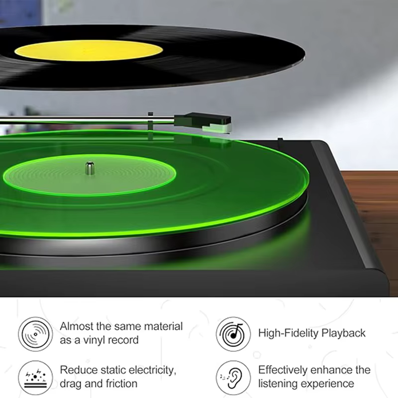Tapis coordonnants en vinyle pour plateau de tourne-disque, polymère coloré, anti-statique, finition soignée, acrylique